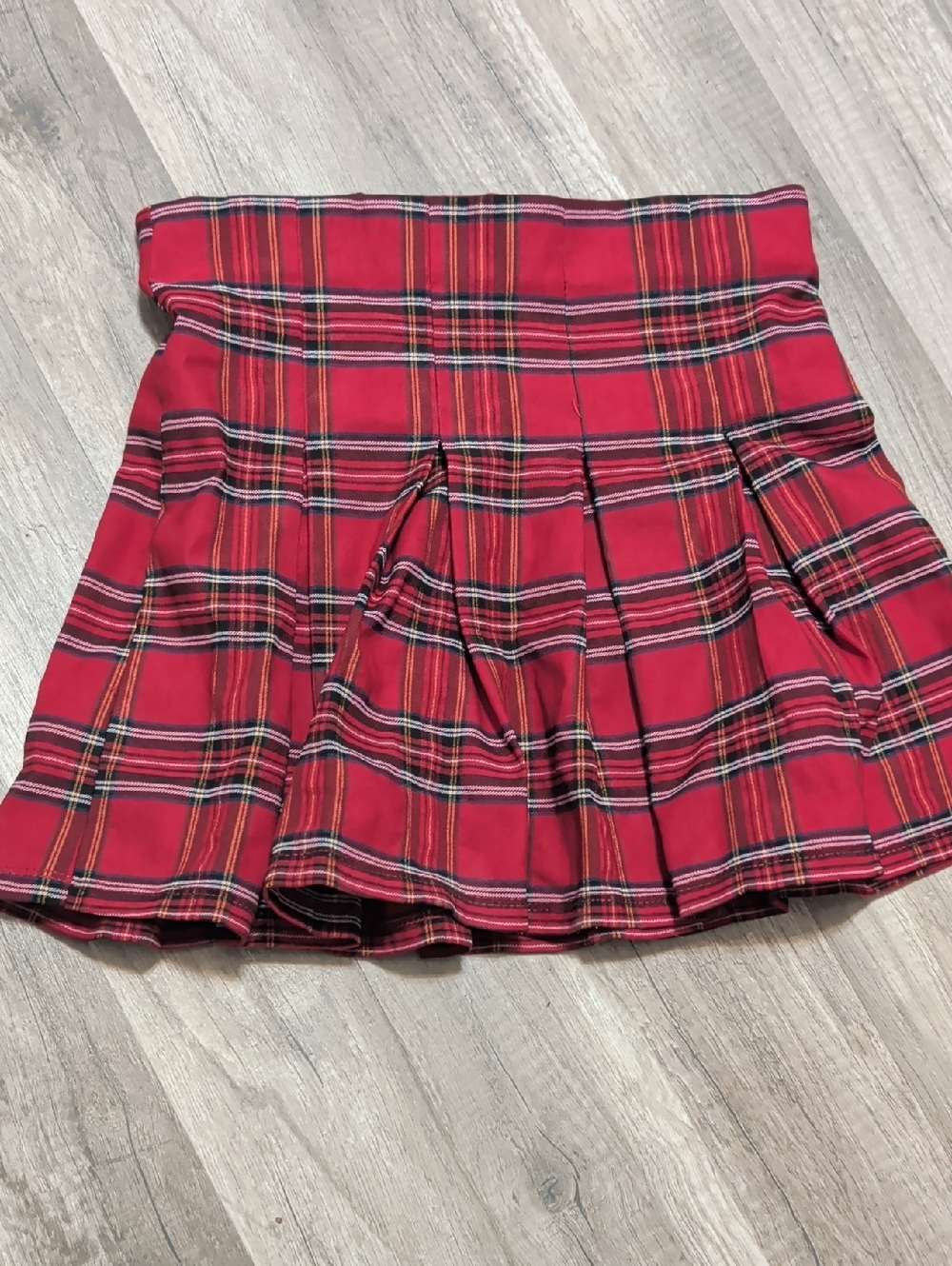 Shinestar Red Plaid Pleated Skater Skirt
